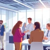 Agentic Human AI empowers professionals in a collaborative office environment, showcasing teamwork and intelligence.